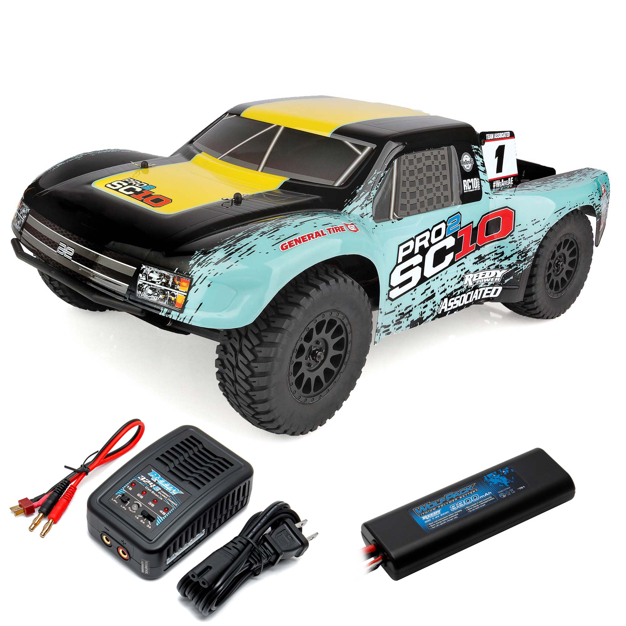 ASSOCIATED 70020C Pro2 SC10 1/10 RTR 2WD Short Course Truck Combo (AE Team) w/2.4GHz Radio, Battery & Charger
