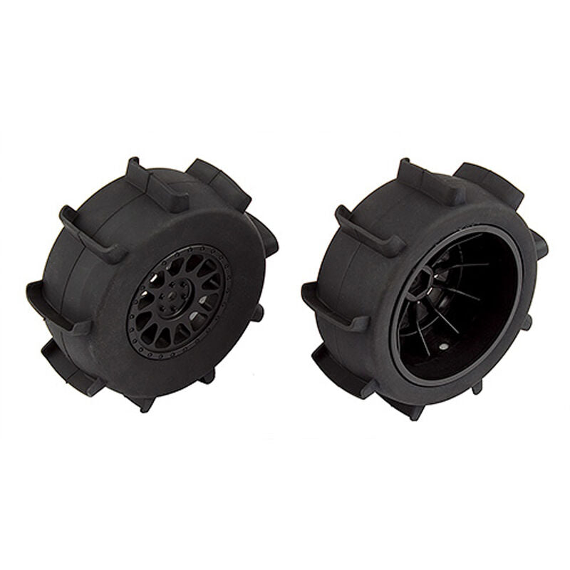 ASSOCIATED 71062 1/10 Sand Paddle Rear Pre-Mounted Tires with Method Wheels, Black (2)