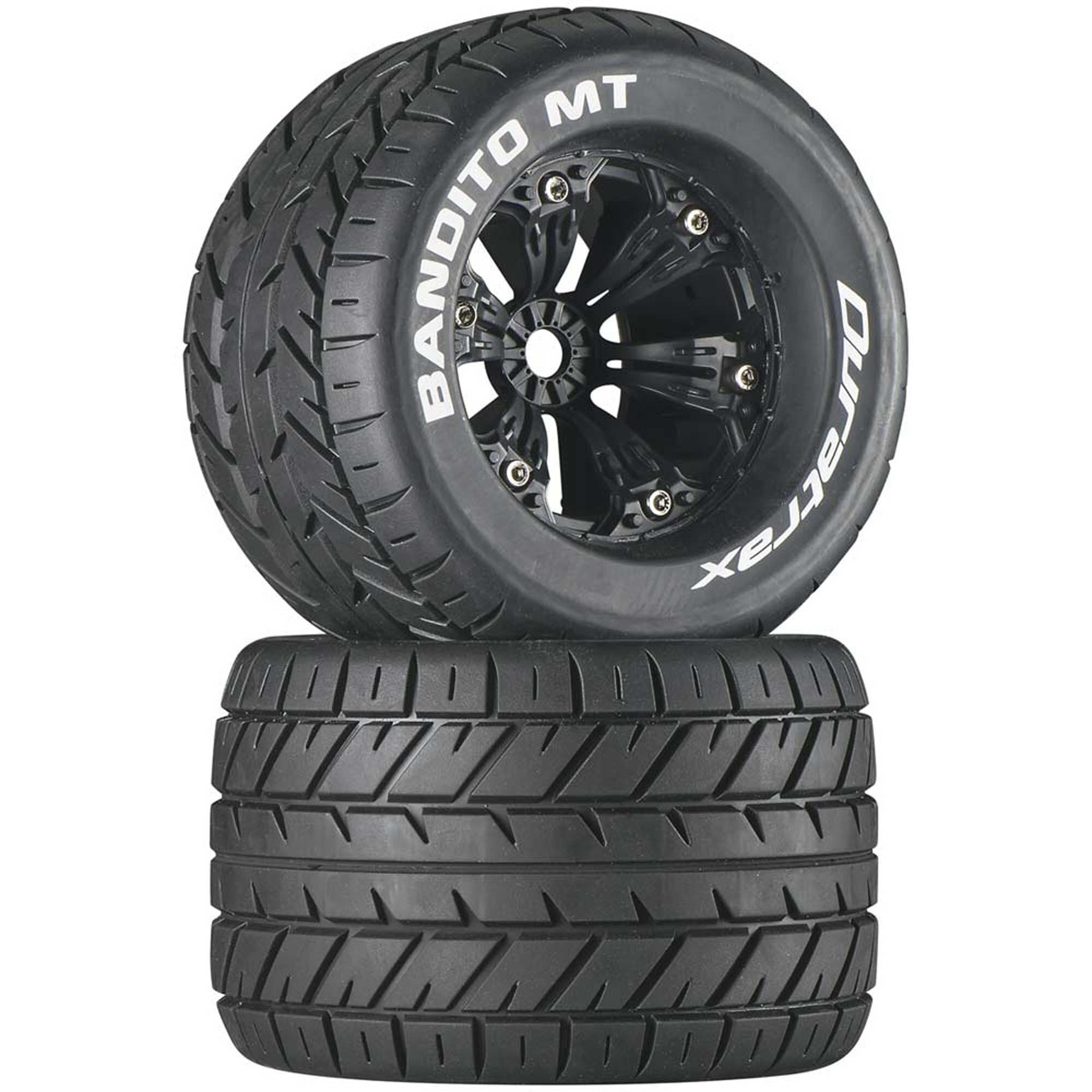 DURATRAX DTXC3576  Bandito MT 3.8" Mounted 1/2" Offset Tires, Black (2)