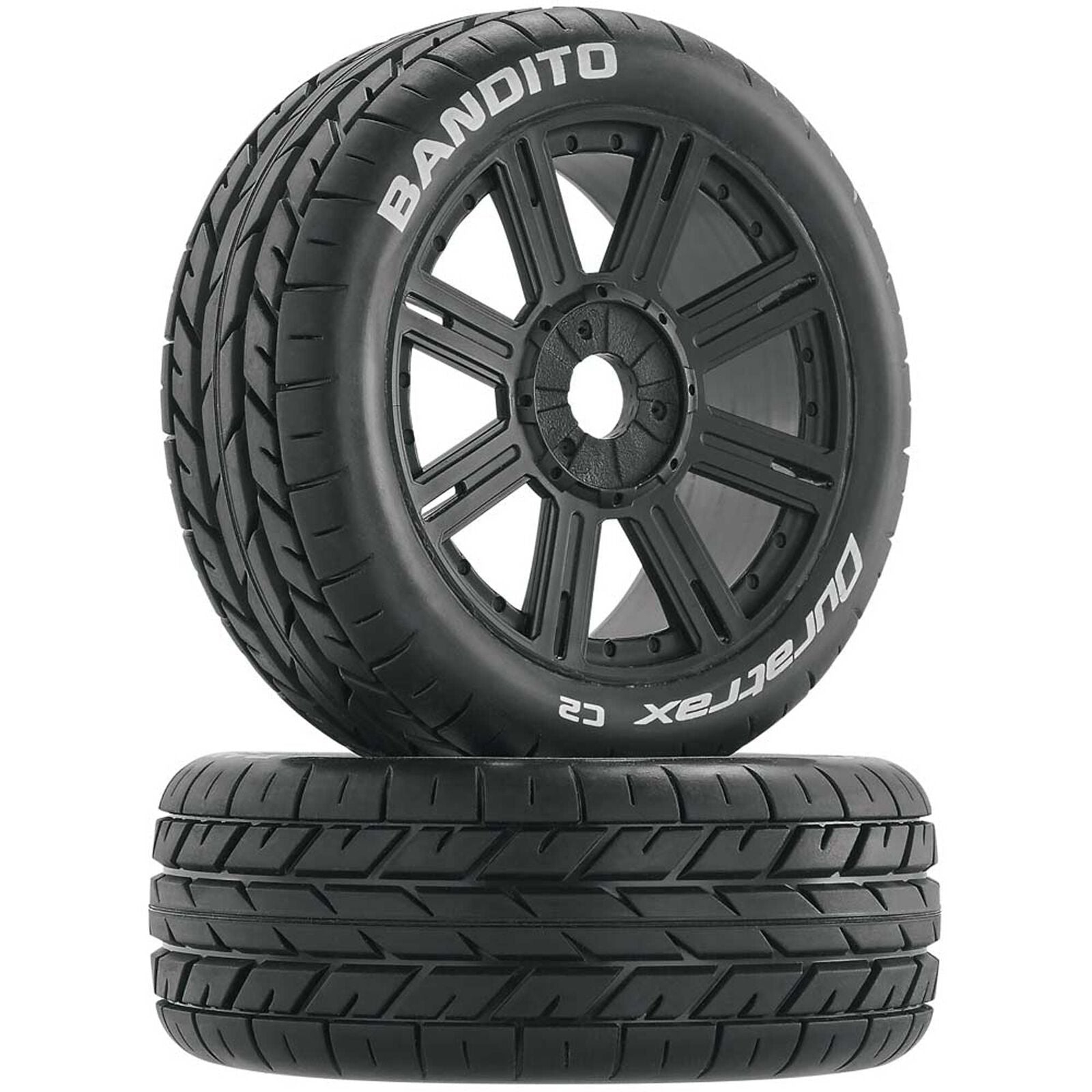 DURATRAX DTXC3655 Bandito 1/8 Buggy Tire C2 Mounted Spoke Tires, Black (2)