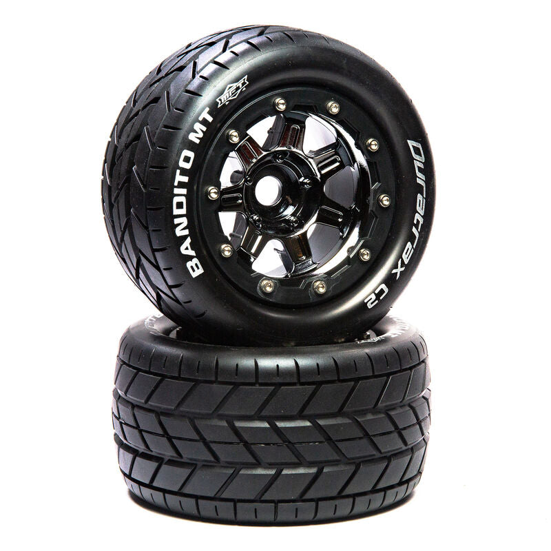 DURATRAX DTXC5601 Bandito MT Belt 2.8" Mounted Front/Rear Tires .5 Offset 17mm Black Chrome