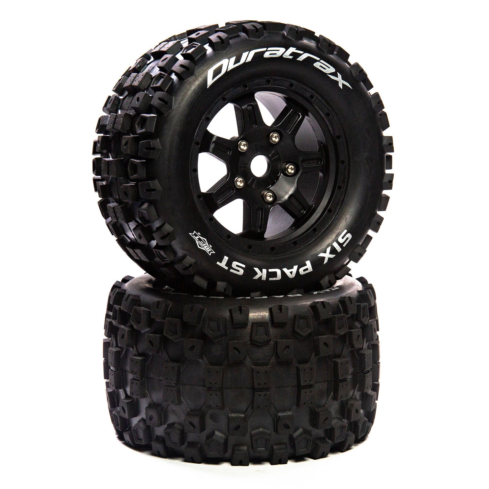 DURATRAX DTXC5618 Six Pack ST Belt 3.8" Mounted Front/Rear Tires 0 Offset 17mm, Black (2)