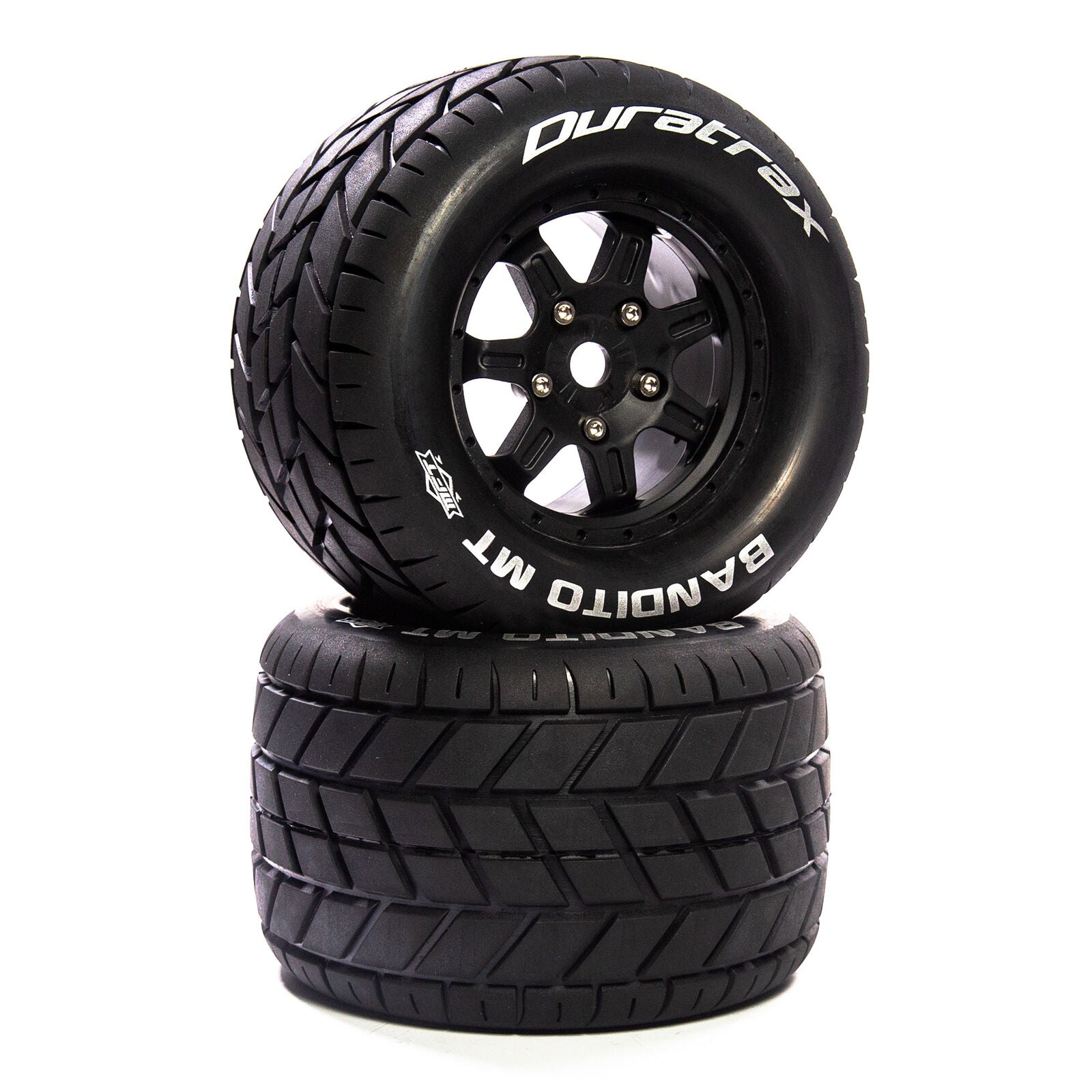 DURATRAX DTXC5626 Bandito MT Belt 3.8" Mounted Front/Rear Tires 0 Offset 17mm, Black (2)