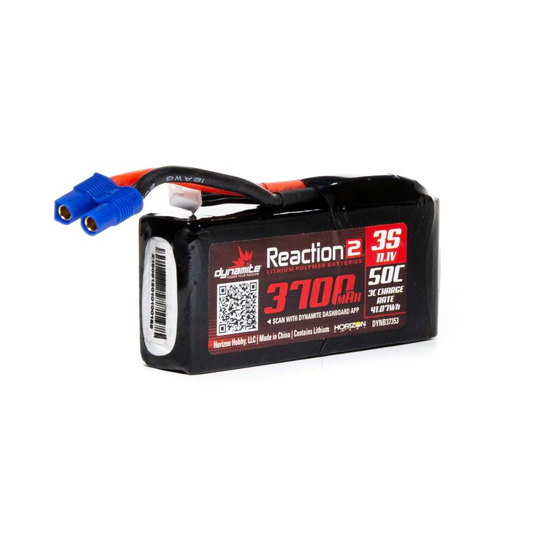 DYNAMITE DYNB37353 Reaction2 11.1V 3700mAh 3S 50C LiPo: 96mm EC3