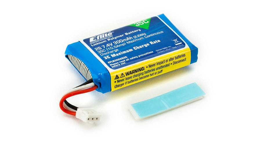 EFLITE EFLB3002S35 300mAh 2S 7.4V 35C LiPo Battery 130X