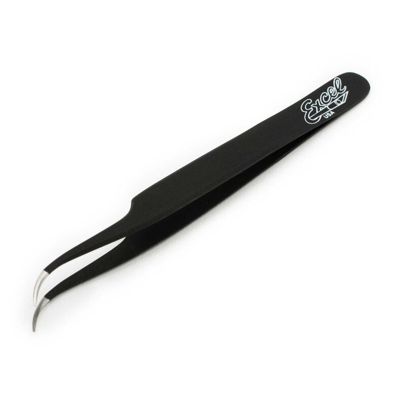 EXCEL 30420 Slant Point Tweezers, Black