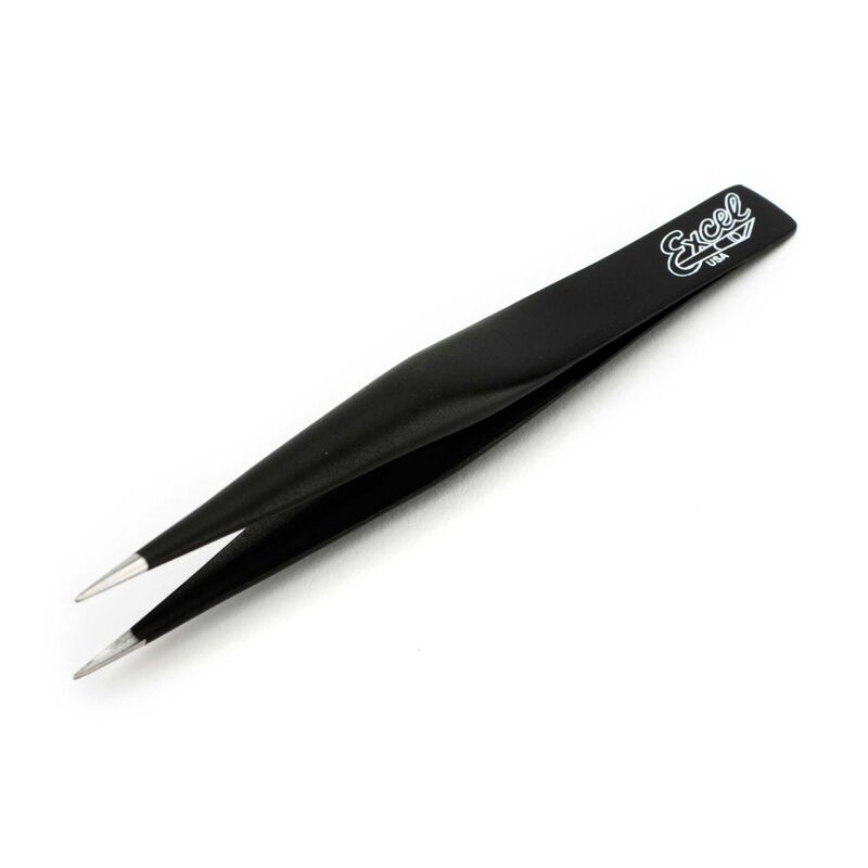 EXCEL 30422 Hollow Handle Tweezers, Black