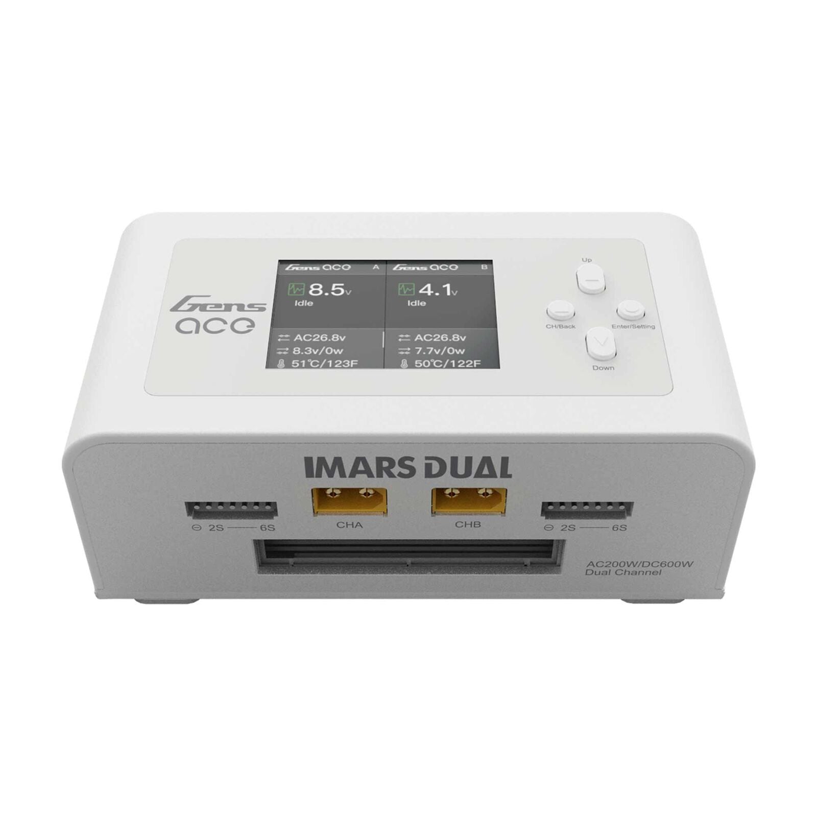 GENS ACE GEA200WDUAL-UW IMars Dual Channel 200W AC / 600W DC 15A Charger, White