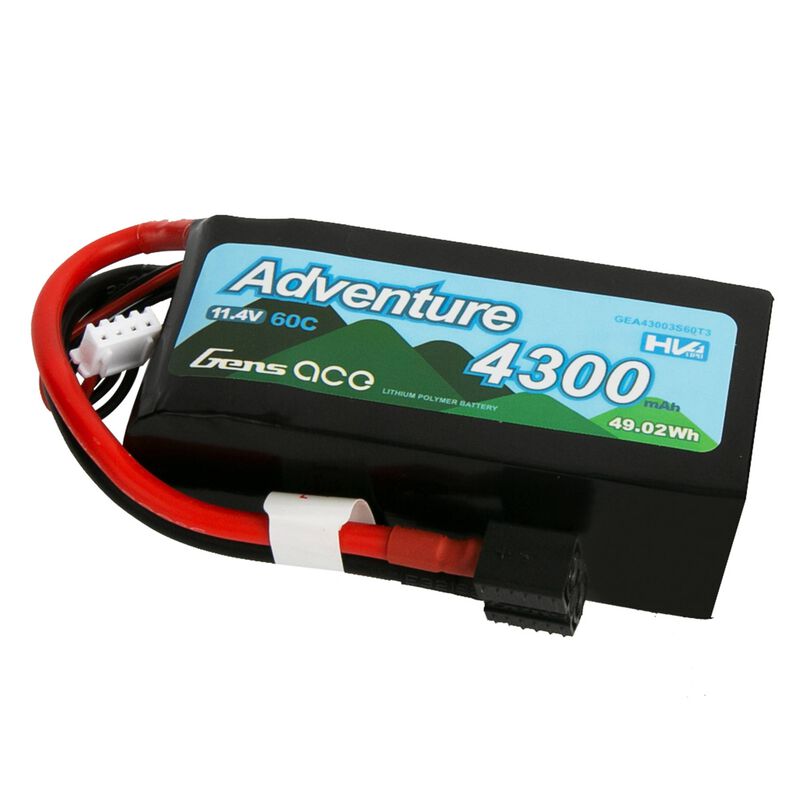 GENS ACE GEA43003S60T3 11.4V 4300mAh 60C 3S HV-LiPo Battery: Deans, XT60