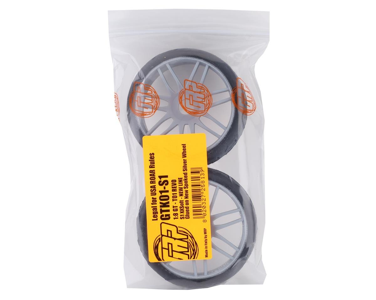 GRP GTK01-S1 GT - TO1 Revo Belted Pre-Mounted 1/8 Buggy Tires Silver S1 17mm Hex