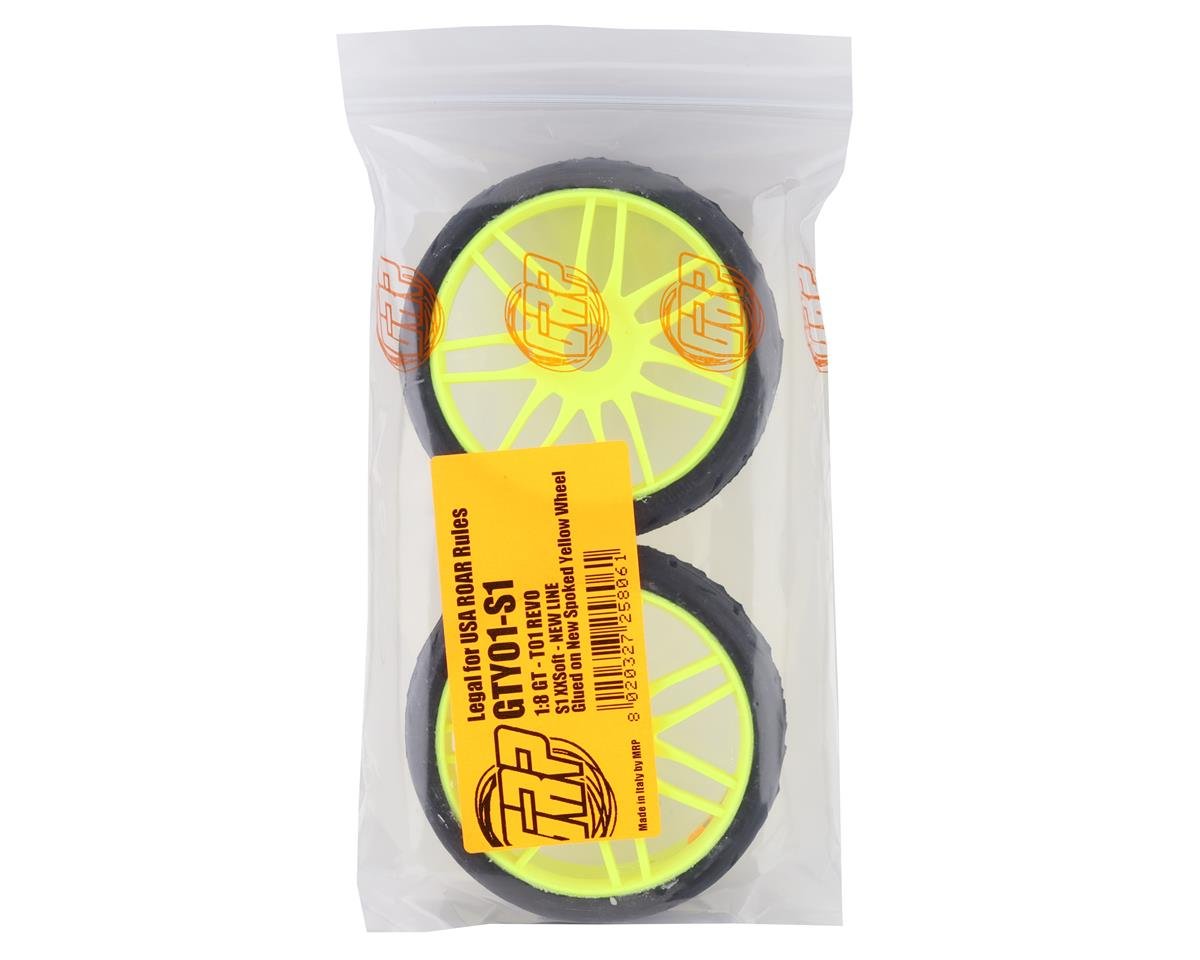 GRP GTY01-S1 GT - TO1 Revo Belted Pre-Mounted 1/8 Buggy Tires Yellow S1 17mm Hex