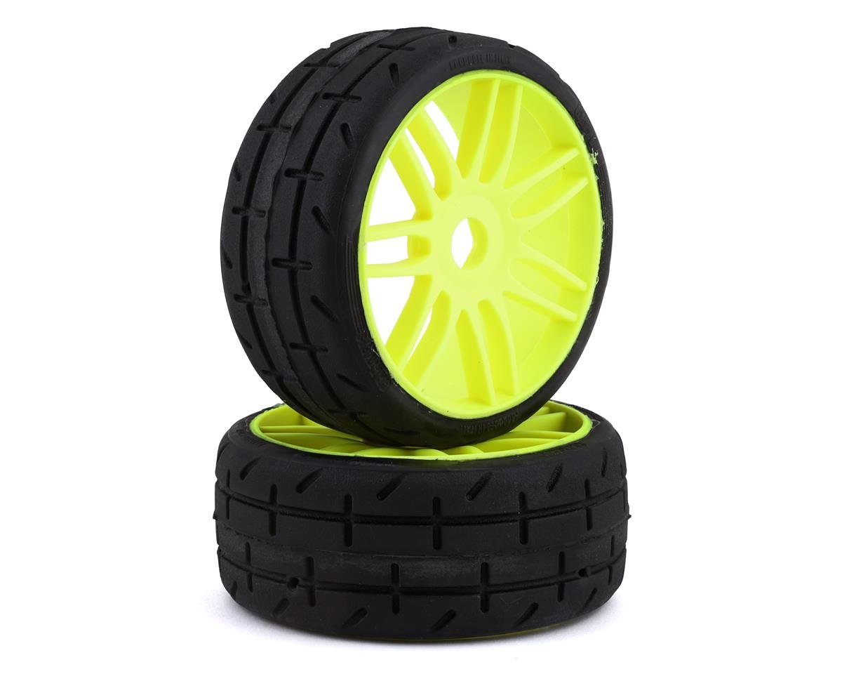 GRP GTY01-S1 GT - TO1 Revo Belted Pre-Mounted 1/8 Buggy Tires Yellow S1 17mm Hex
