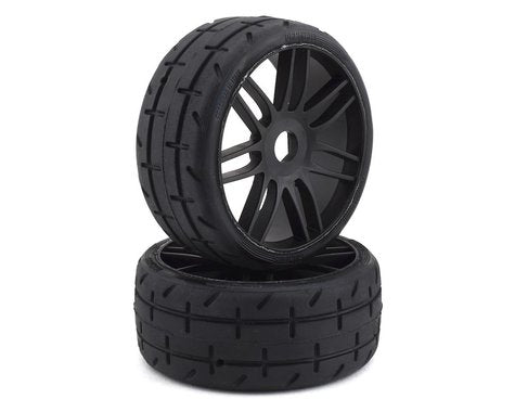 GRP GTX01-S1 GT - TO1 Revo Belted Pre-Mounted 1/8 Buggy Tires Black S1