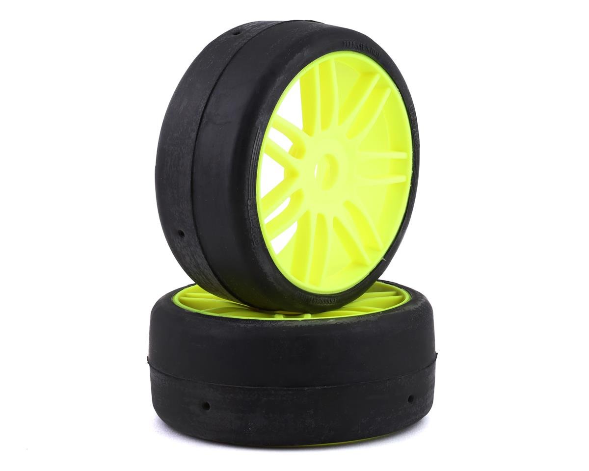 GRP GTY02-S1 GT - TO2 Slick Belted Pre-Mounted 1/8 Buggy Tires Yellow S1 w/17mm Hex