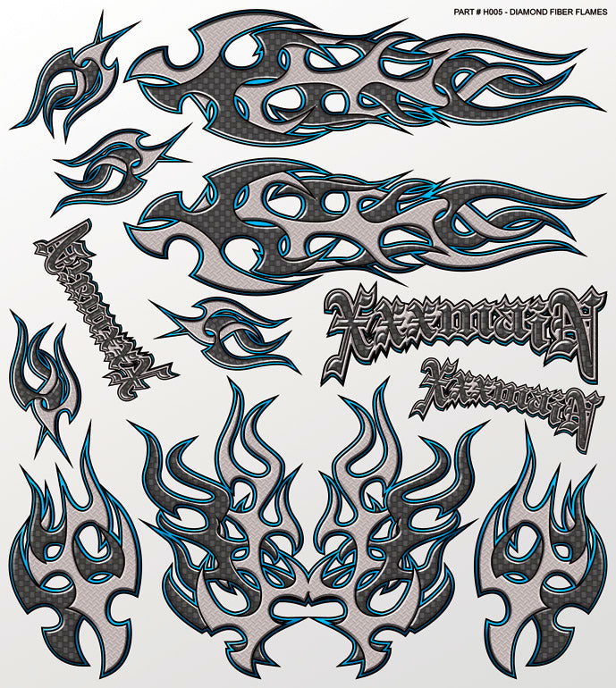 XXX MAIN H005 Diamond Fiber Flames Large Decal