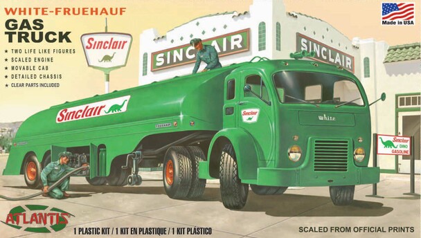 ATLANTIS H1402 White Fruehauf Gas Truck Sinclair US Army NEW GLASS Plastic Model kit 1/48