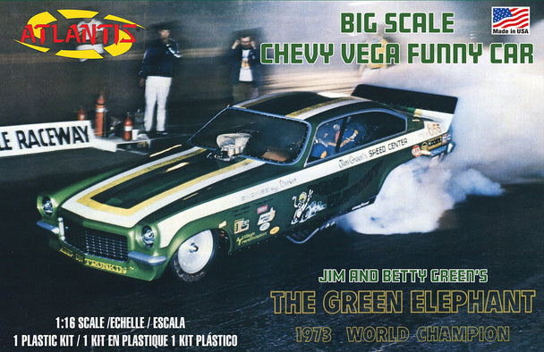 ATLANTIS H1494 Green Elephant Chevy Vega Funny Car 1/16 Plastic Model Kit