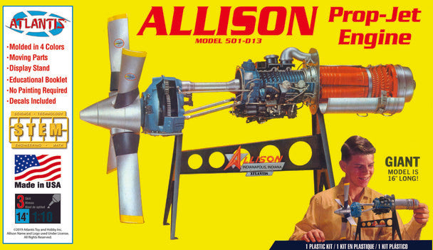 ATLANTIS H1551 Allison 501-D13 Prop Jet Aircraft Engine Plastic Model Kit 1/10