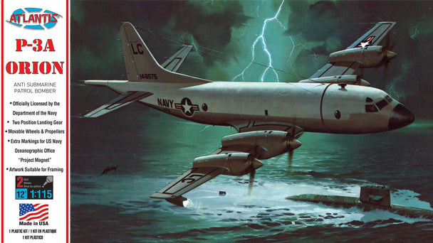 ATLANTIS H163 Lockheed P-3A Orion US Navy Anti Submarine Patrol Bomber Plastic Model Kit 1/115