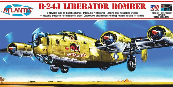 ATLANTIS H218 B-24J Liberator Bomber Buffalo Bill Plastic Model Kit 1/92 Atlantis
