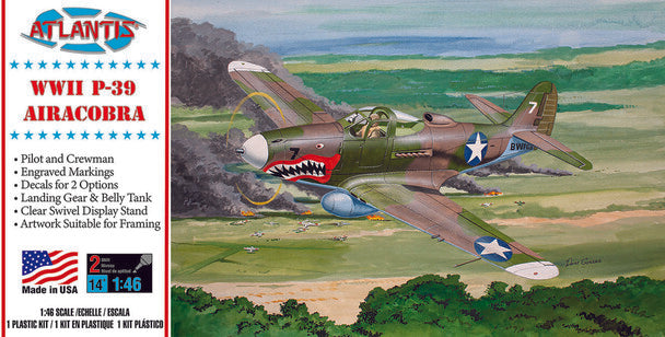ATLANTIS H222 P-39 Bell Airacobra WWII Fighter 1/46 Plastic Model Kit