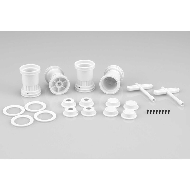 JCONCEPTS 3442W 1/24 Tribute Monster Truck Wheel with Accessories, White (4)