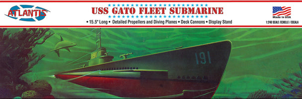 ATLANTIS L743 USS Gato Fleet Submarine 1/240 Plastic Model Kit Atlantis Made in the USA