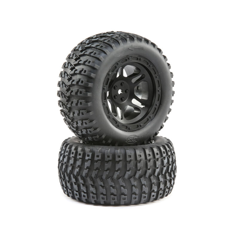 LOSI LOS43024 1/10 Front/Rear 2.8 Pre-Mounted Tires, 12mm Hex, Black (2): 22S ST