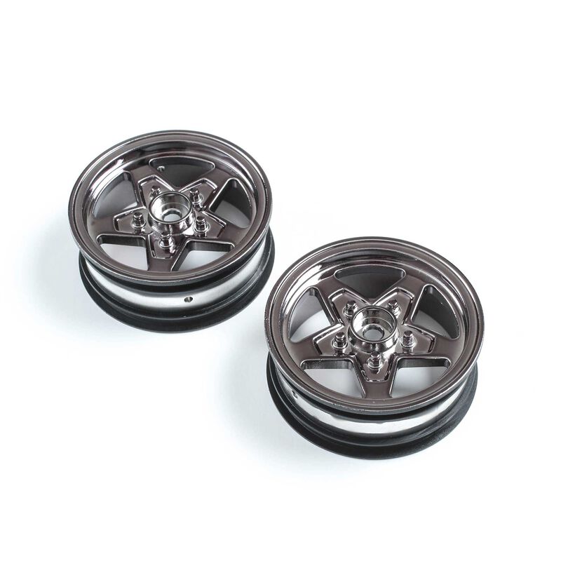 LOSI LOS43049 Front Wheel, Black Chrome 22S Drag