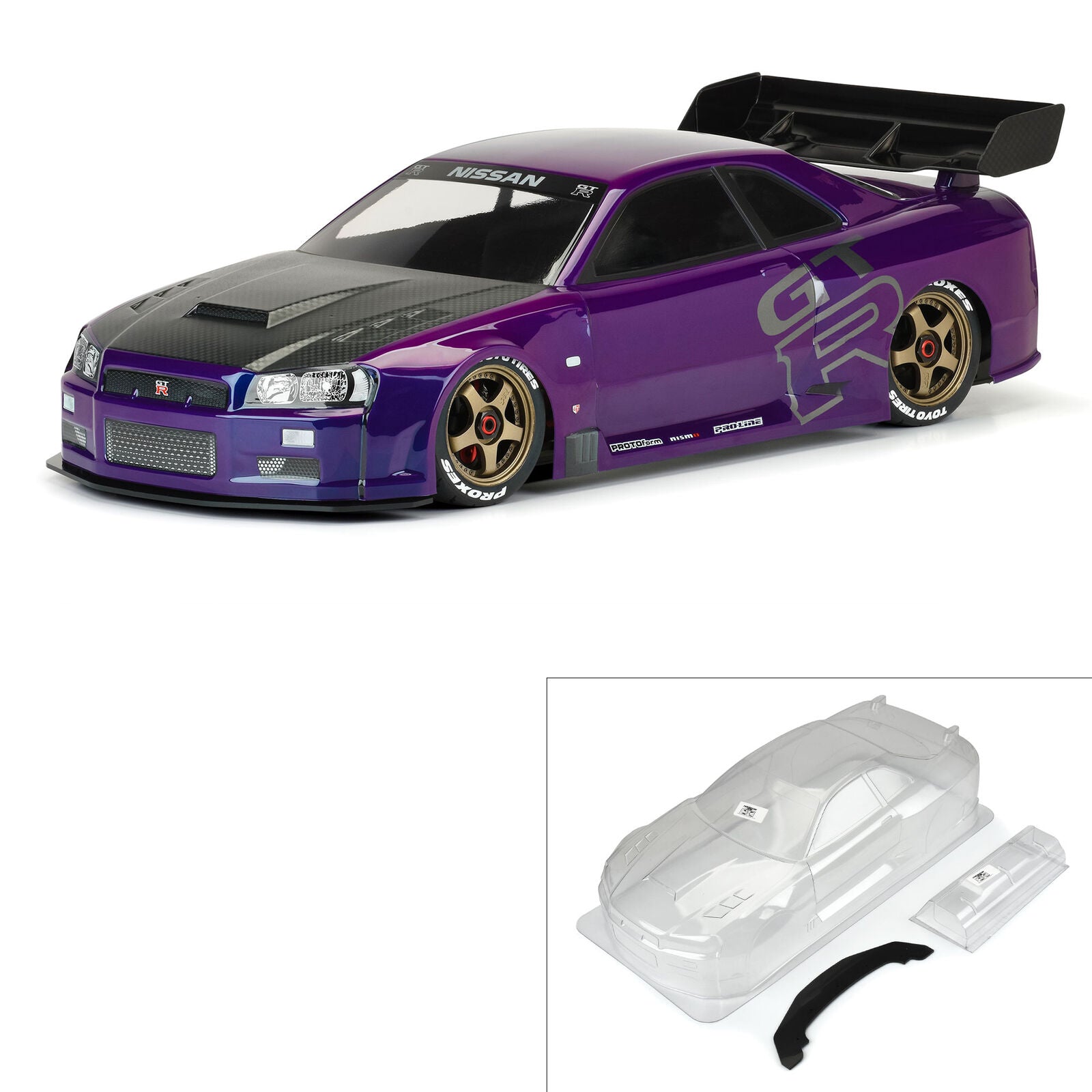 PROTOFORM 1584-00 1/7 2002 Nissan Skyline GT-R R34 Clear Body: ARRMA Infraction 6S
