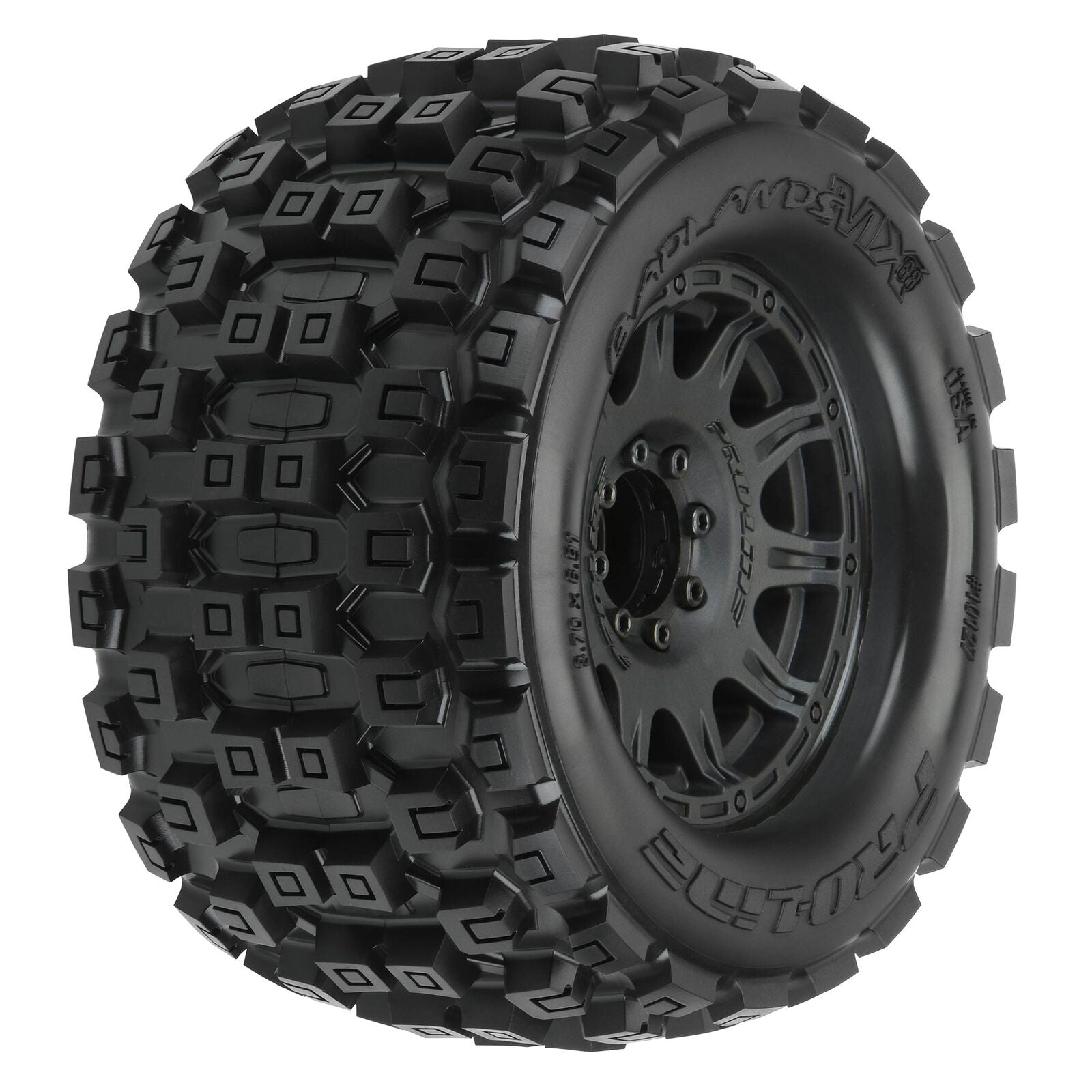 PROLINE 10127-10 1/8 Badlands MX38 F/R 3.8" MT Tires Mounted 17mm Blk Raid (2)