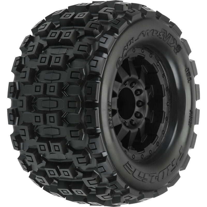 PROLINE 10127-13 Badlands 3.8" Tire w/F-11 17mm 1/2" Offset MT Wheel (2) Black M2