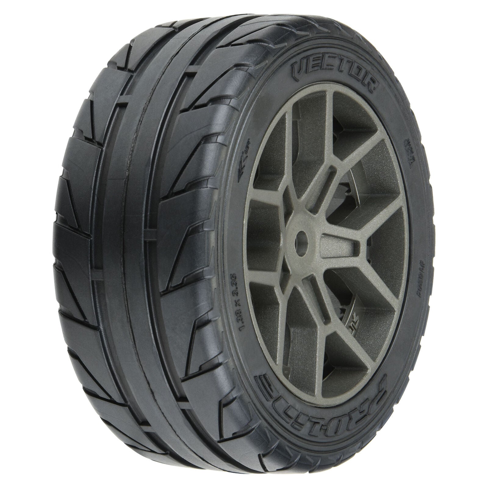 PROLINE 10204-10 1/8 Vector S3 Front/Rear 35/85 2.4" Belted Mounted Tires, 14mm Gray: Vendetta