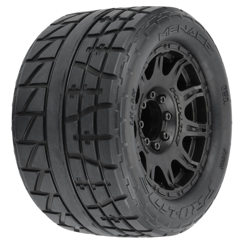 PROLINE 10206-10 1/8 Menace HP BELTED Fr/Rr 3.8" MT Tires Mounted 17mm Black Raid (2)