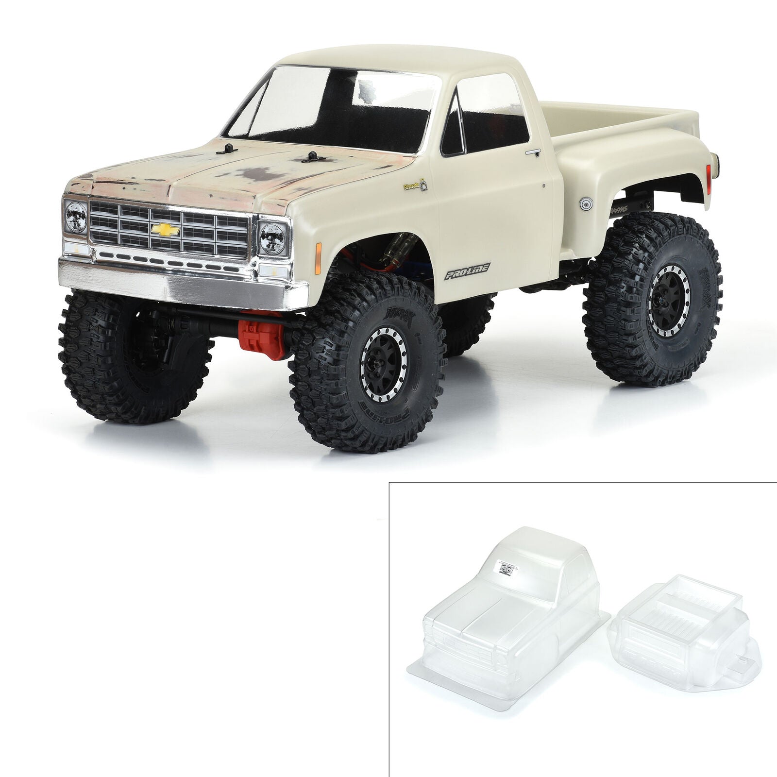 PROLINE 3522-00 1978 Chevy K-10 with 12.3 Wheelbase Clear Body w Cab & Bed, 1/10 Rock Crawlers