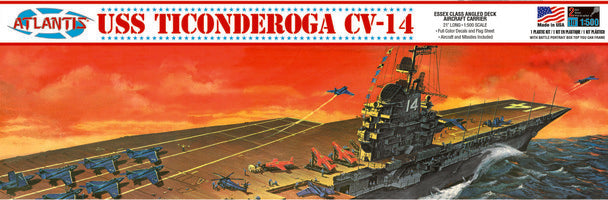ATLANTIS R611 USS Ticonderoga CV-14 Aircraft Carrier Plastic model kit 1/500