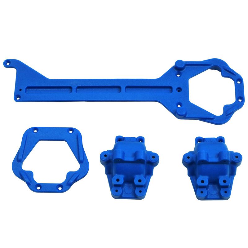 RPM 70795 Front and Rear Upper Chassis Diff Covers, Blue: Traxxas LaTraxx