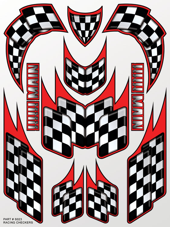 XXX MAIN S023 Racing Checkers Sticker Sheet