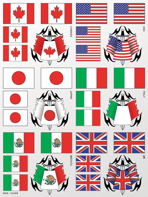 XXX MAIN S025 Flags Sticker Sheet