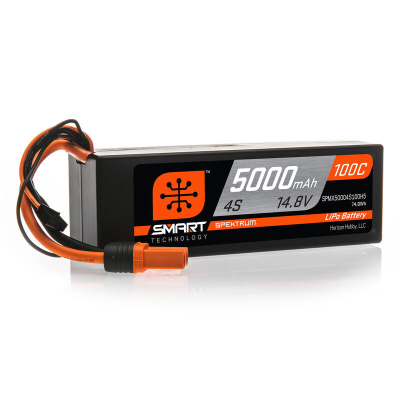 SPEKTRUM SPMX50004S100H5 14.8V 5000mAh 4S 100C Smart Hardcase LiPo Battery: IC5