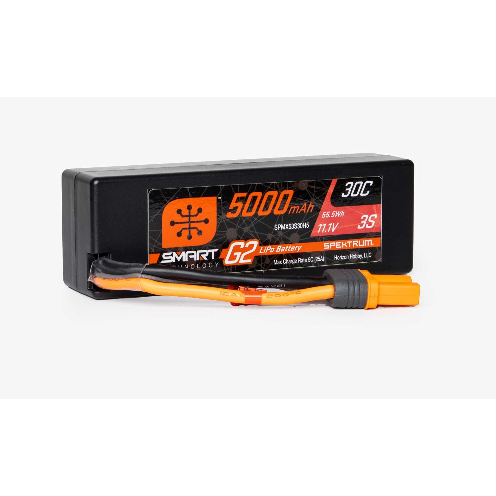 SPEKTRUM SPMX53S30H5 11.1V 5000mAh 3S 30C Smart G2 Hardcase LiPo Battery: IC5