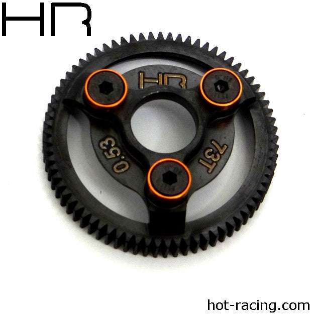 HOT RACING STE873 Hardened Steel Spur Gear (73t 48p)(Orange) - Traxxas