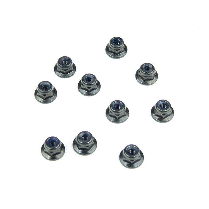 TEKNO TKR1211 M3 Locknuts, Flanged,Black