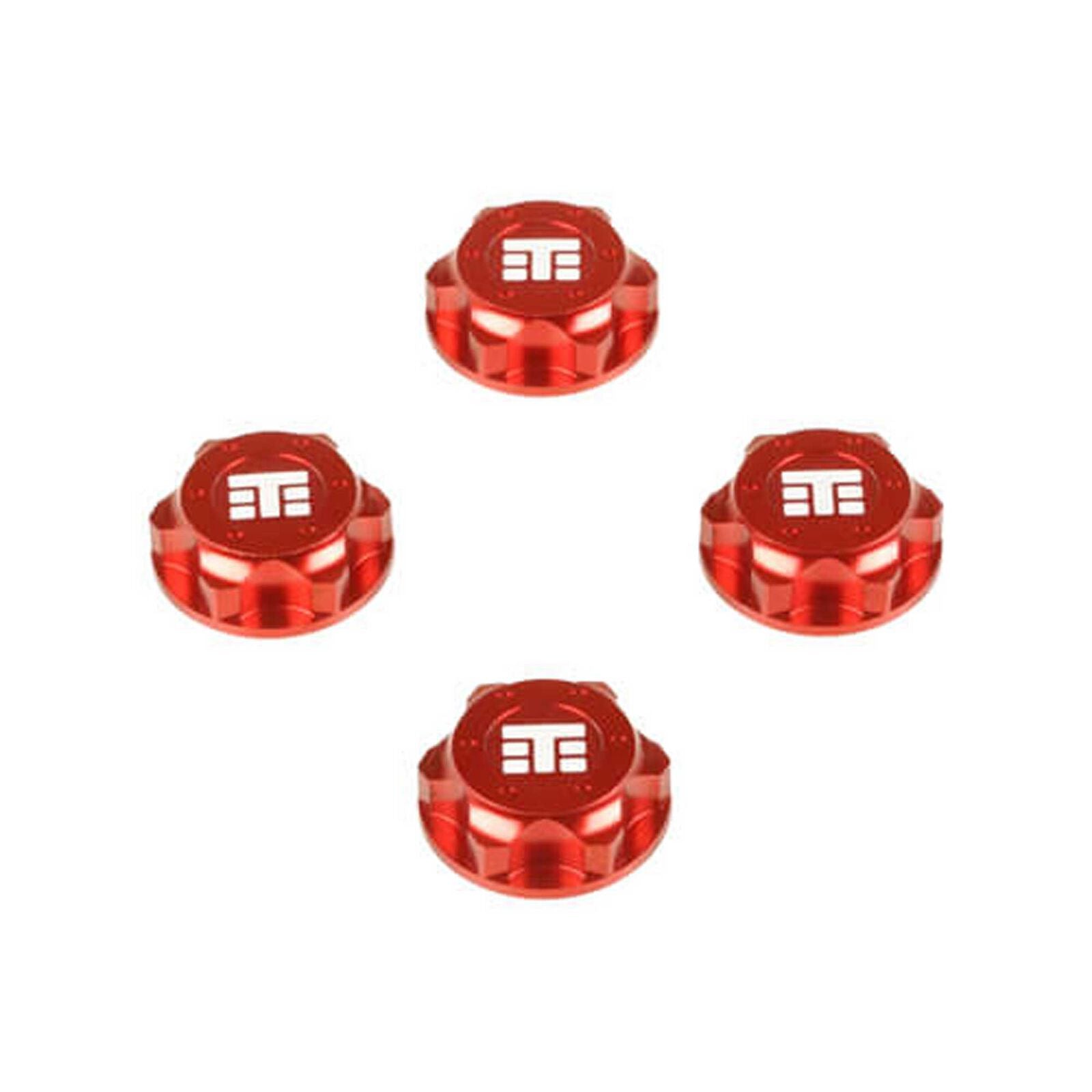 TEKNO TKR5116BR Wheel Nuts T Logo 17mm, serrated red anodized 12x1.0 (4)