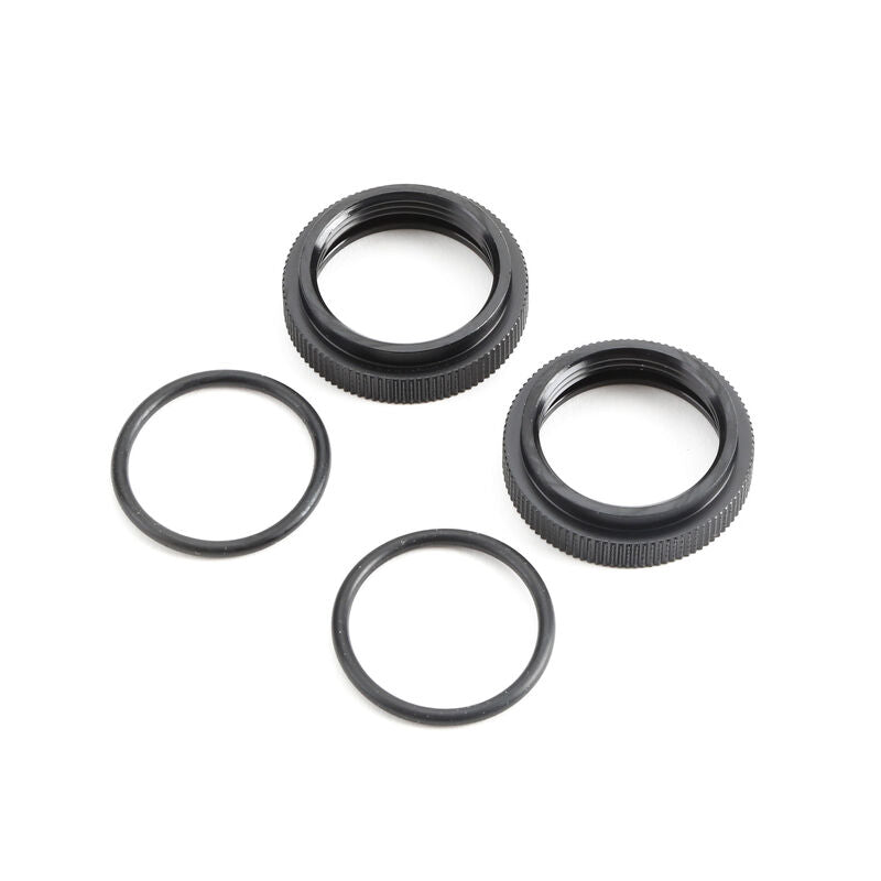 LOSI TLR253000 Shock Adjuster Nut with O-ring, Aluminum Black (2): *DISC