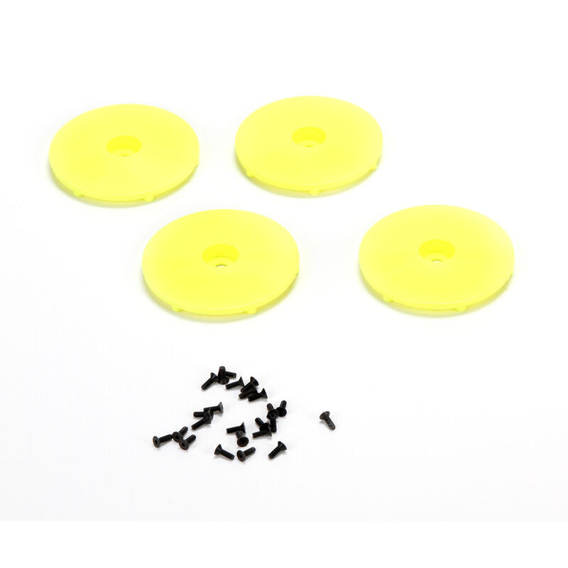 LOSI TLR43006 Wheel Disk, FL Yellow w/Screws (4): 22SCT/2.0