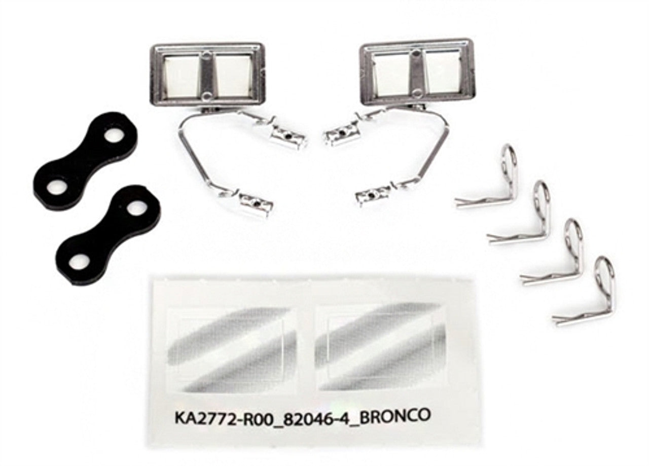 TRAXXAS 8073X Mirrors, side, chrome (left & right)/ retainers (2)/ body clips (4)