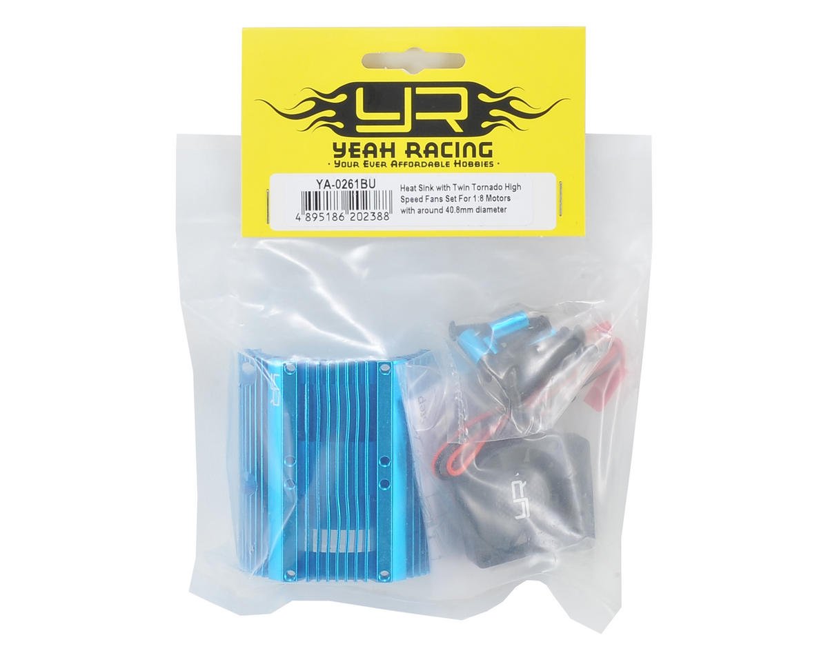 YEAH RACING YA-0261BU 1/8 Twin Fan Aluminum Heat Sink w/2 Fans Blue