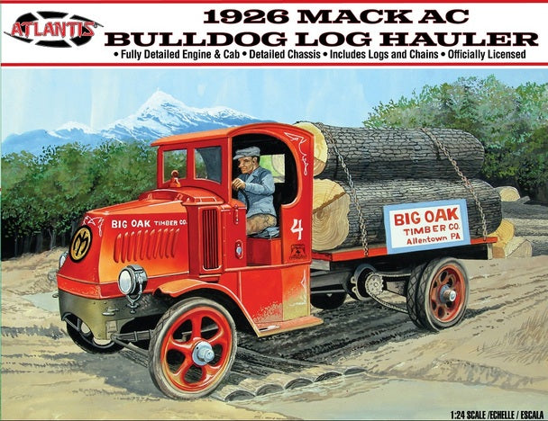 ATLANTIS M2401 1/24 1926 Mack Bulldog Log Hauler Plastic Model Kit