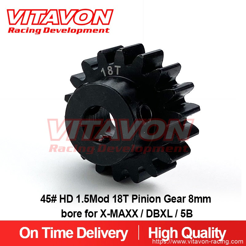 VITAVON DBXL070 CNC 45# HD 1.5Mod MOD1.5 18T Pinion Gear 8mm bore for X-MAXX / DBXL / 5B XMAXX XRT